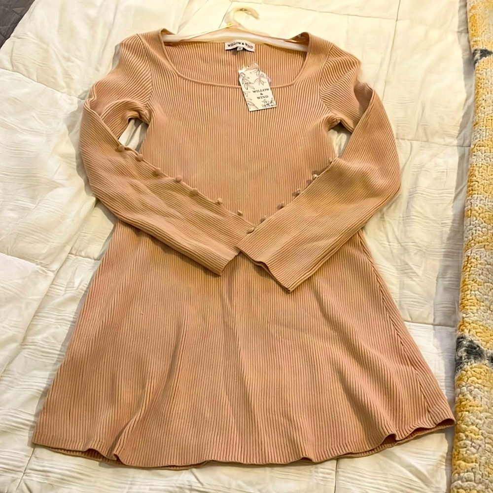 Ribbed square neck dress